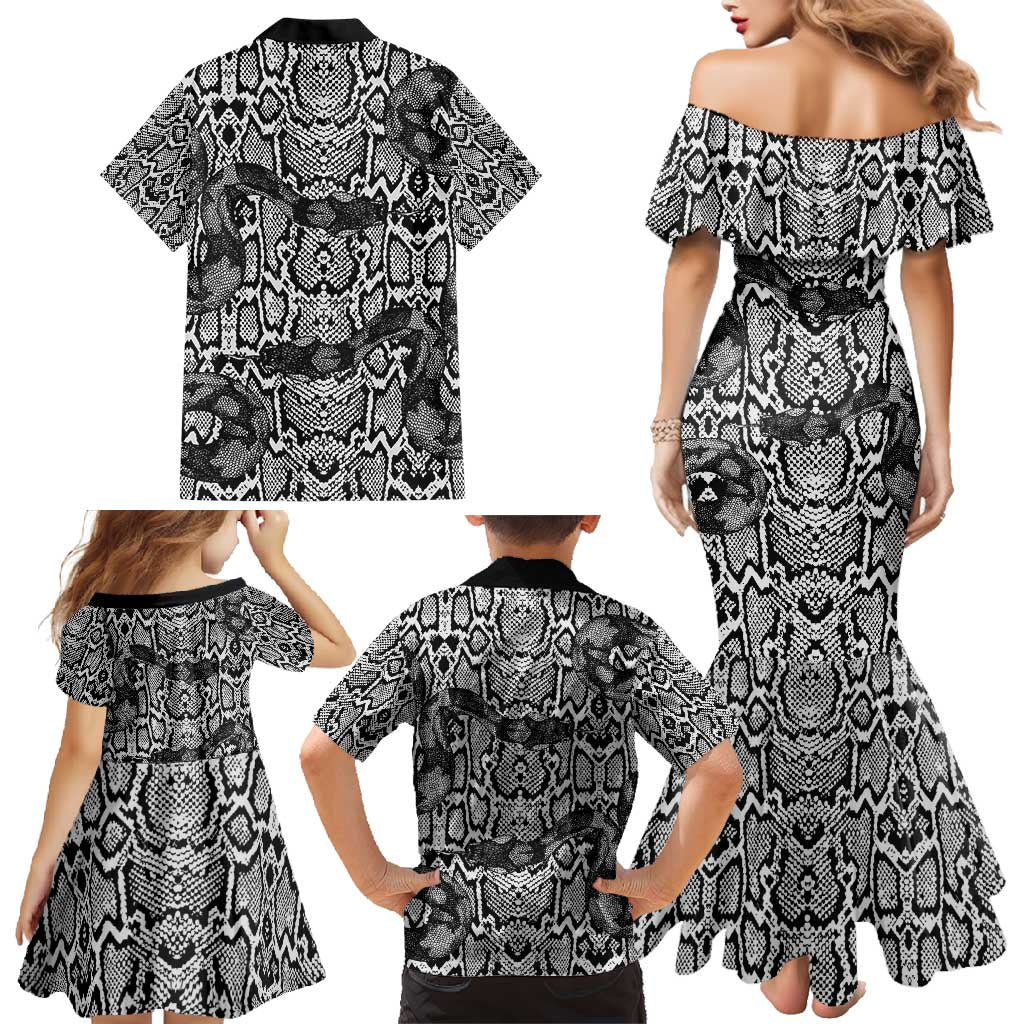 African Snake Skin Pattern Family Matching Mermaid Dress and Hawaiian Shirt