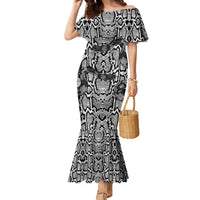 African Snake Skin Pattern Family Matching Mermaid Dress and Hawaiian Shirt