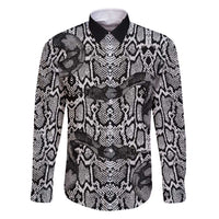 African Snake Skin Pattern Family Matching Off The Shoulder Long Sleeve Dress and Hawaiian Shirt