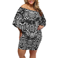 African Snake Skin Pattern Family Matching Off Shoulder Short Dress and Hawaiian Shirt