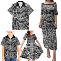 African Snake Skin Pattern Family Matching Puletasi and Hawaiian Shirt
