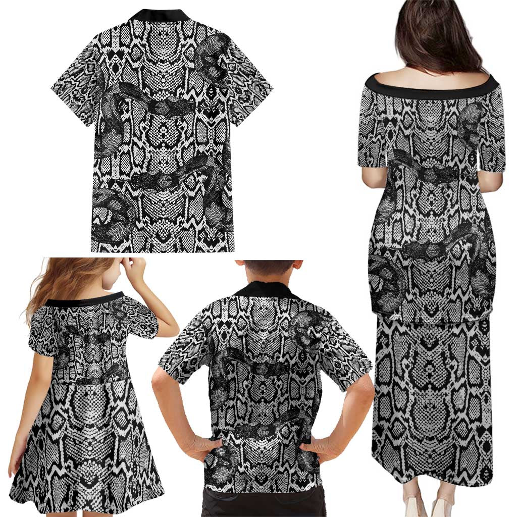 African Snake Skin Pattern Family Matching Puletasi and Hawaiian Shirt