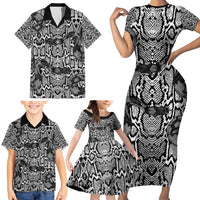 African Snake Skin Pattern Family Matching Short Sleeve Bodycon Dress and Hawaiian Shirt