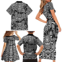 African Snake Skin Pattern Family Matching Short Sleeve Bodycon Dress and Hawaiian Shirt