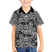 African Snake Skin Pattern Family Matching Short Sleeve Bodycon Dress and Hawaiian Shirt