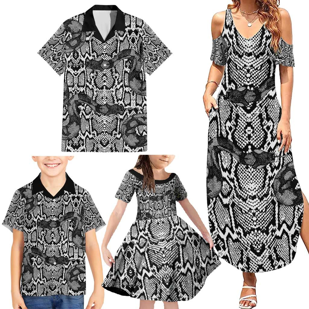 African Snake Skin Pattern Family Matching Summer Maxi Dress and Hawaiian Shirt