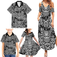 African Snake Skin Pattern Family Matching Summer Maxi Dress and Hawaiian Shirt