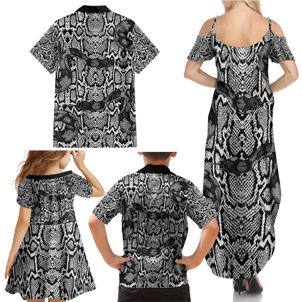 African Snake Skin Pattern Family Matching Summer Maxi Dress and Hawaiian Shirt