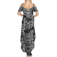 African Snake Skin Pattern Family Matching Summer Maxi Dress and Hawaiian Shirt
