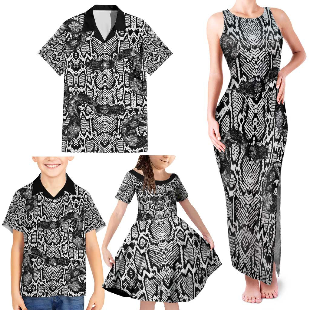 African Snake Skin Pattern Family Matching Tank Maxi Dress and Hawaiian Shirt