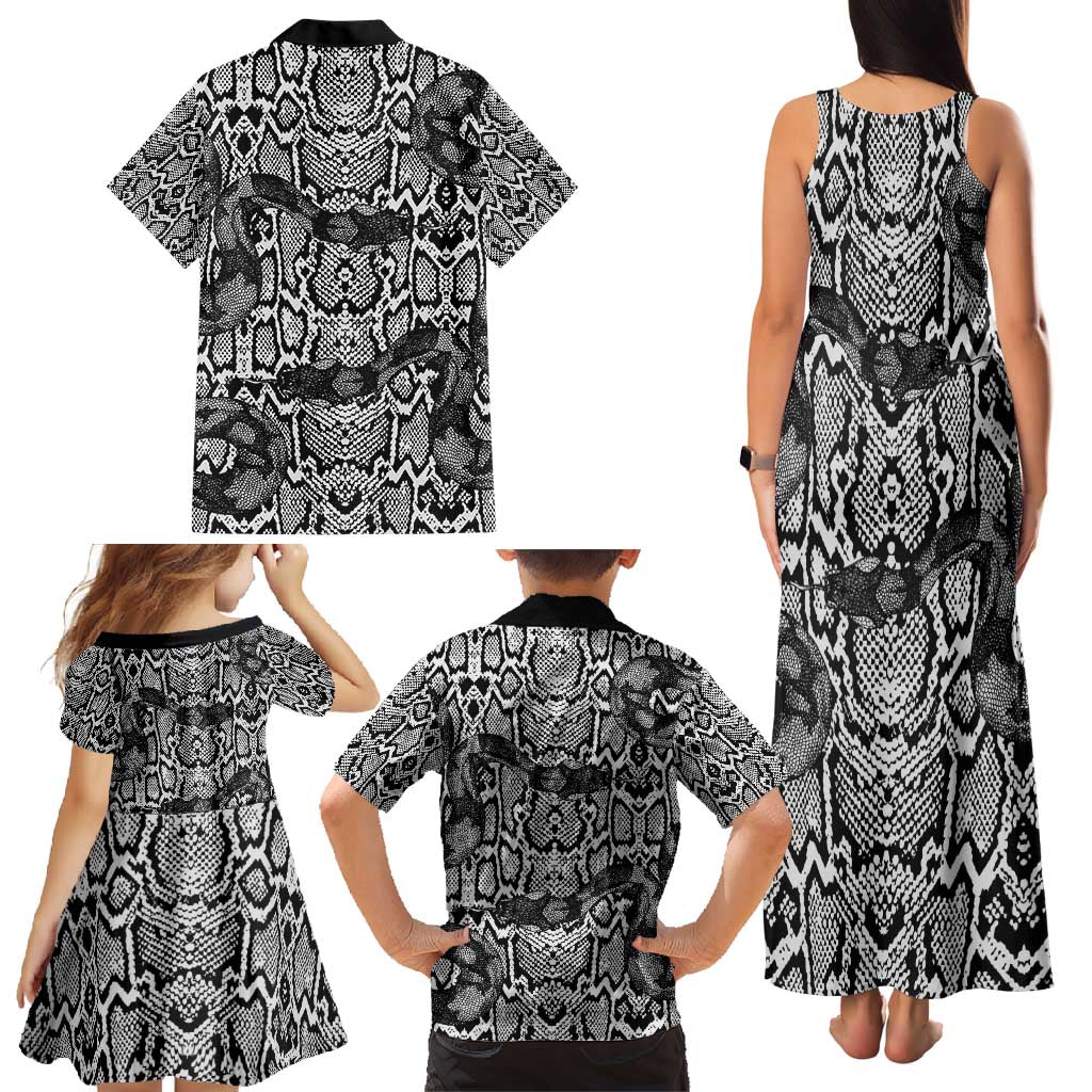 African Snake Skin Pattern Family Matching Tank Maxi Dress and Hawaiian Shirt