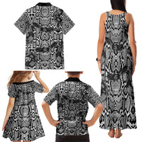 African Snake Skin Pattern Family Matching Tank Maxi Dress and Hawaiian Shirt