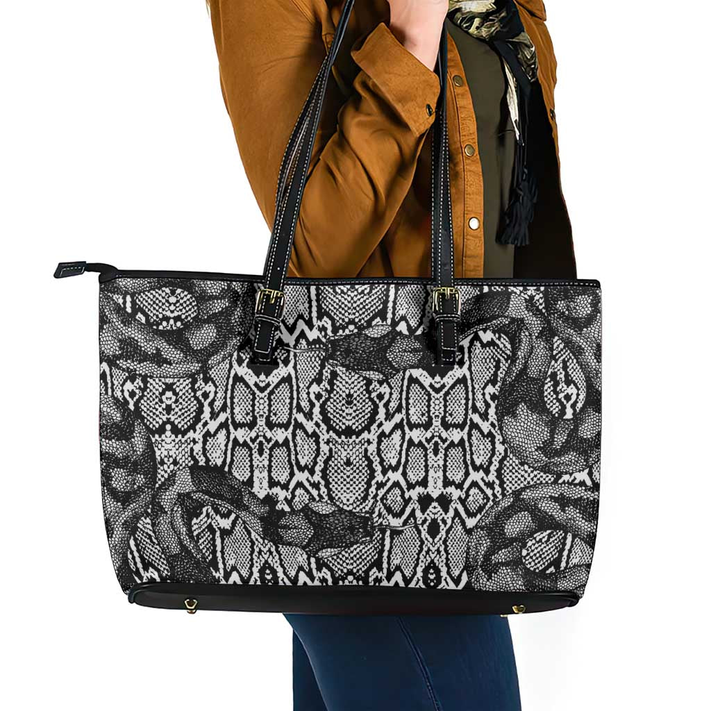African Snake Skin Pattern Leather Tote Bag