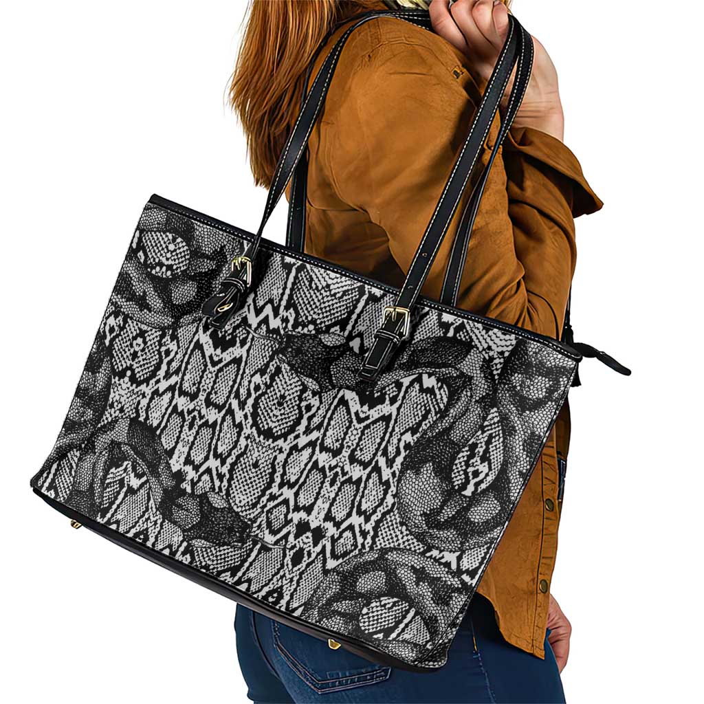 African Snake Skin Pattern Leather Tote Bag