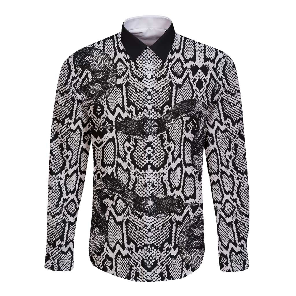 African Snake Skin Pattern Long Sleeve Button Shirt