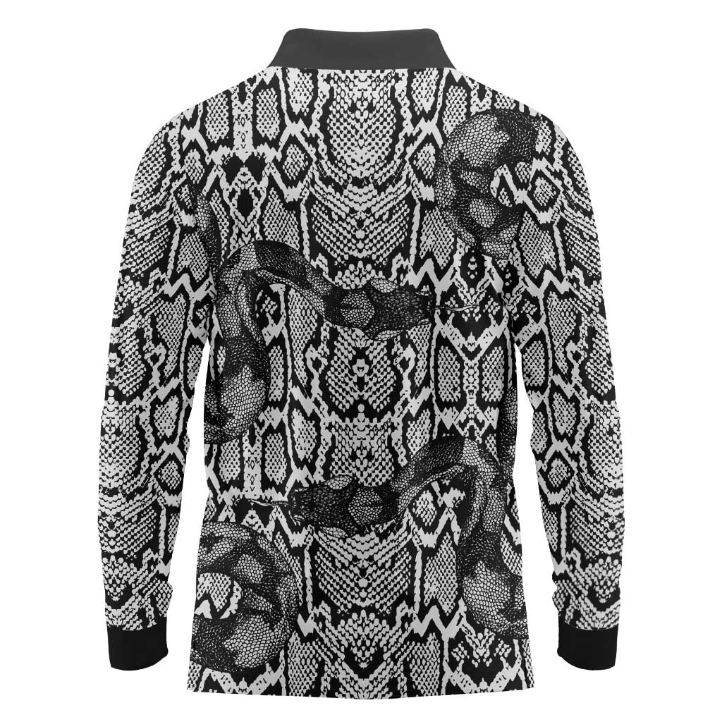 African Snake Skin Pattern Long Sleeve Polo Shirt