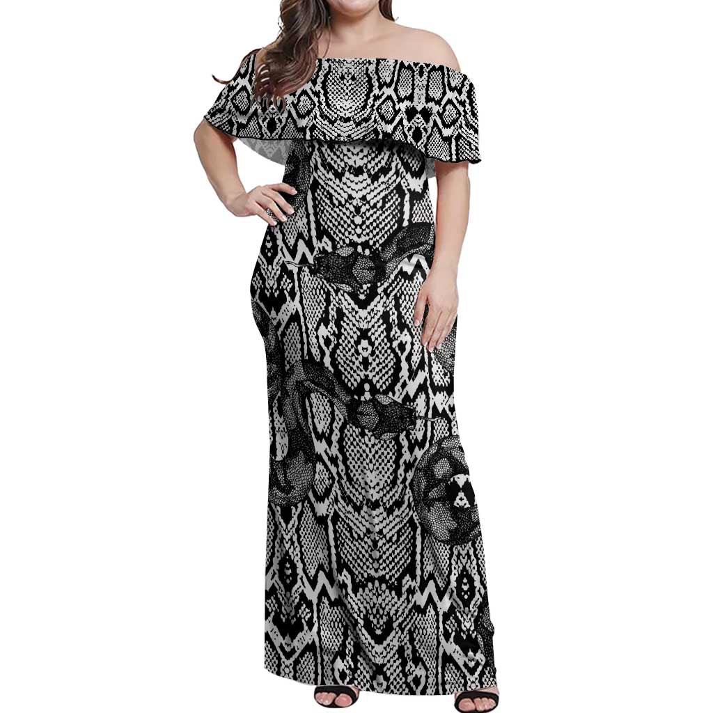 African Snake Skin Pattern Off Shoulder Maxi Dress
