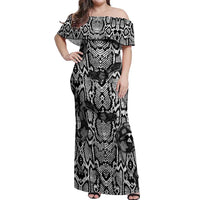 African Snake Skin Pattern Off Shoulder Maxi Dress