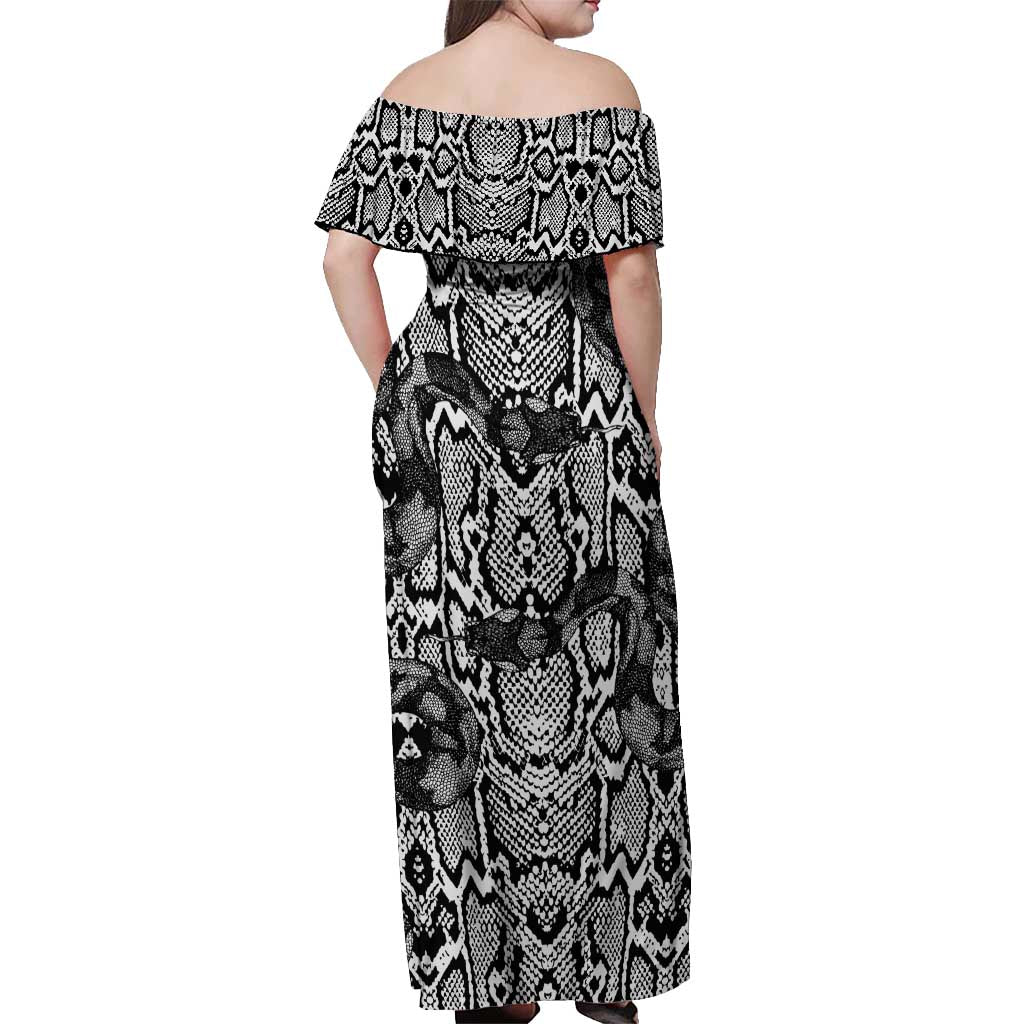 African Snake Skin Pattern Off Shoulder Maxi Dress