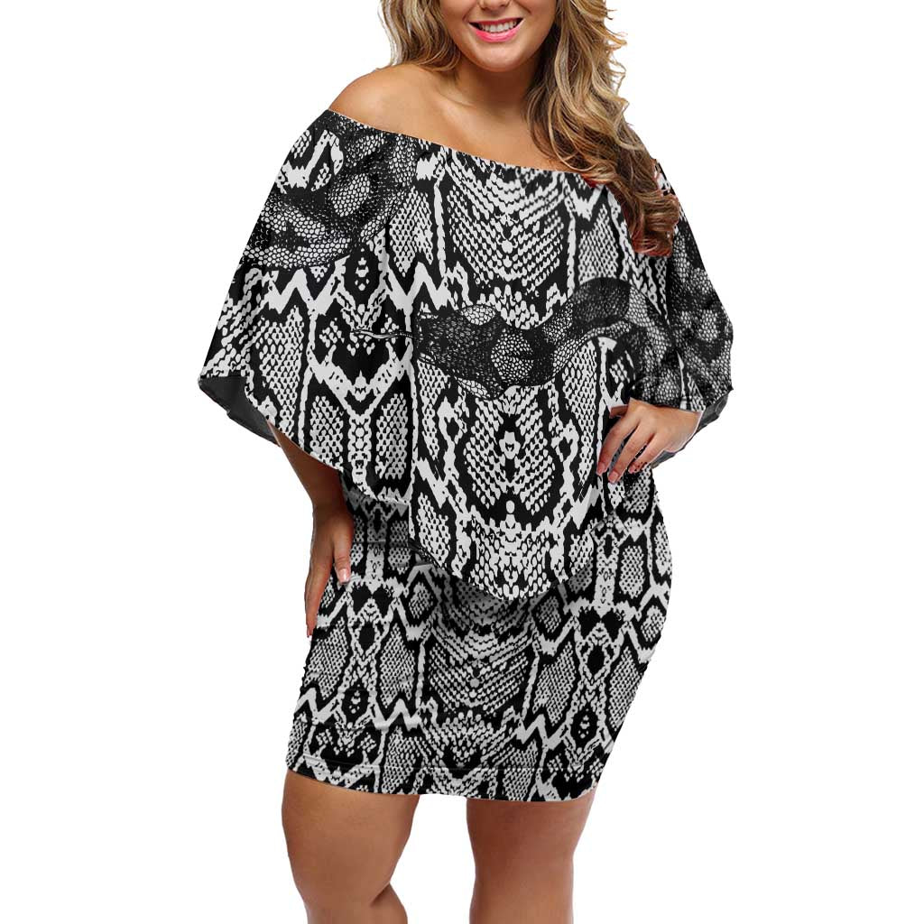 African Snake Skin Pattern Off Shoulder Short Dress
