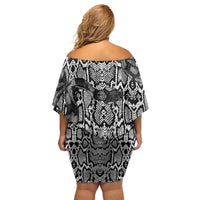 African Snake Skin Pattern Off Shoulder Short Dress
