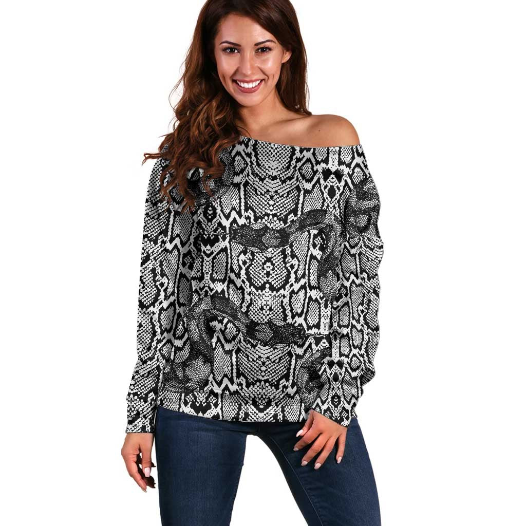 African Snake Skin Pattern Off Shoulder Sweater