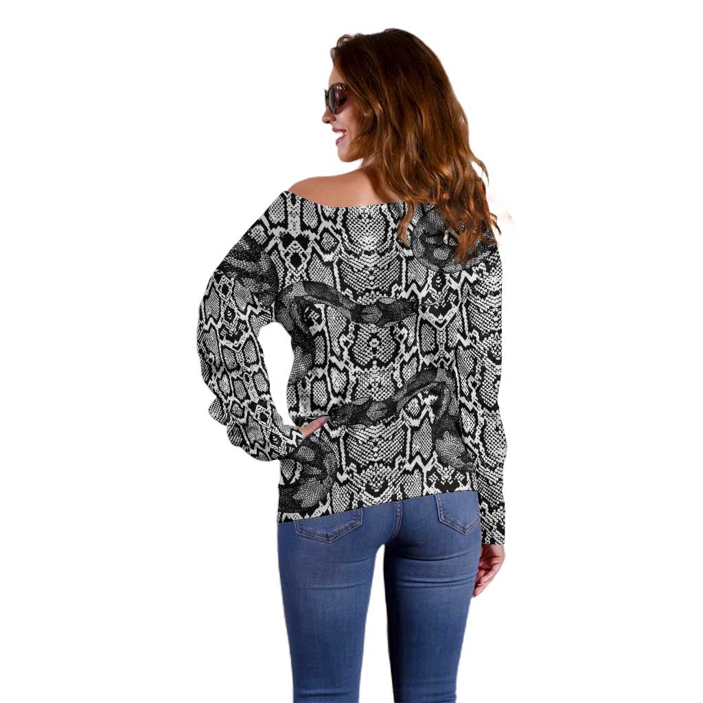 African Snake Skin Pattern Off Shoulder Sweater
