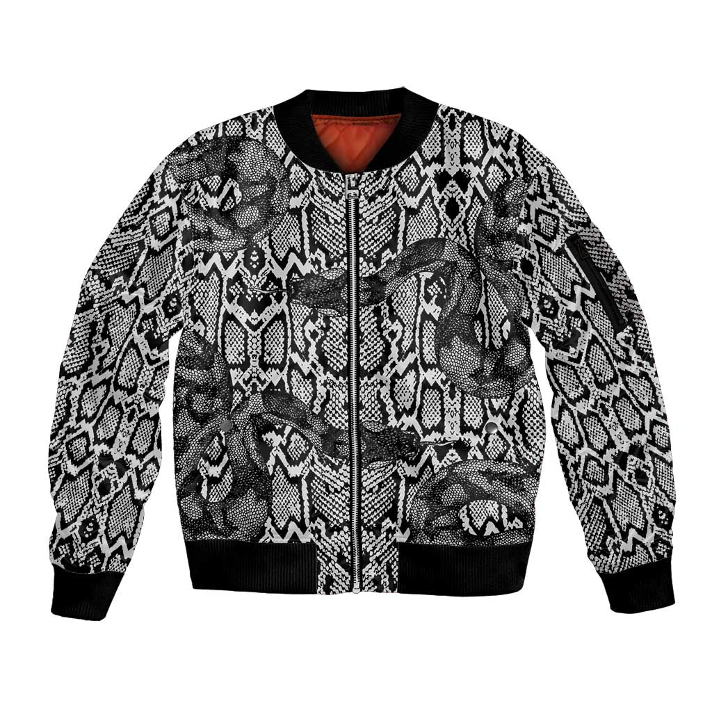 African Snake Skin Pattern Sleeve Zip Bomber Jacket