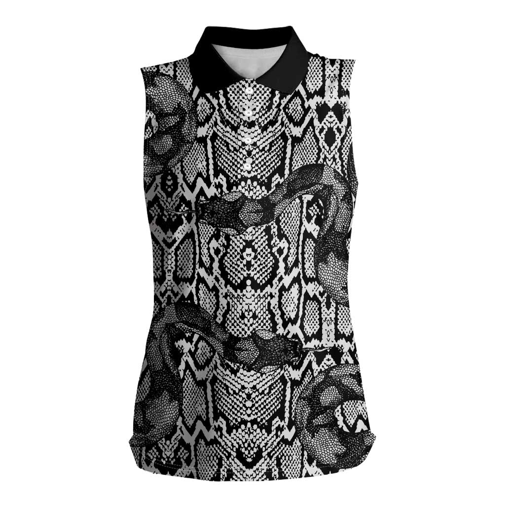 African Snake Skin Pattern Women Sleeveless Polo Shirt