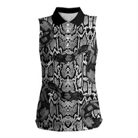 African Snake Skin Pattern Women Sleeveless Polo Shirt