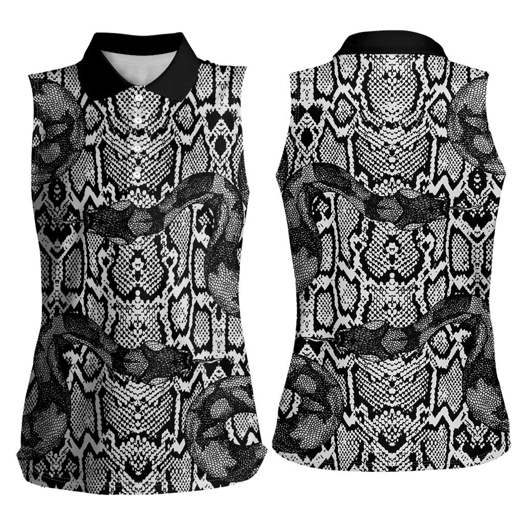 African Snake Skin Pattern Women Sleeveless Polo Shirt