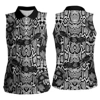 African Snake Skin Pattern Women Sleeveless Polo Shirt