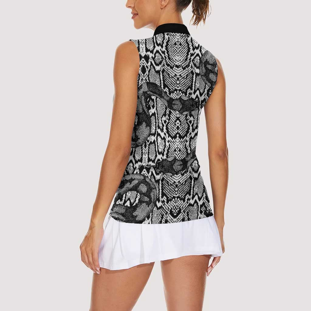 African Snake Skin Pattern Women Sleeveless Polo Shirt