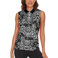 African Snake Skin Pattern Women Sleeveless Polo Shirt