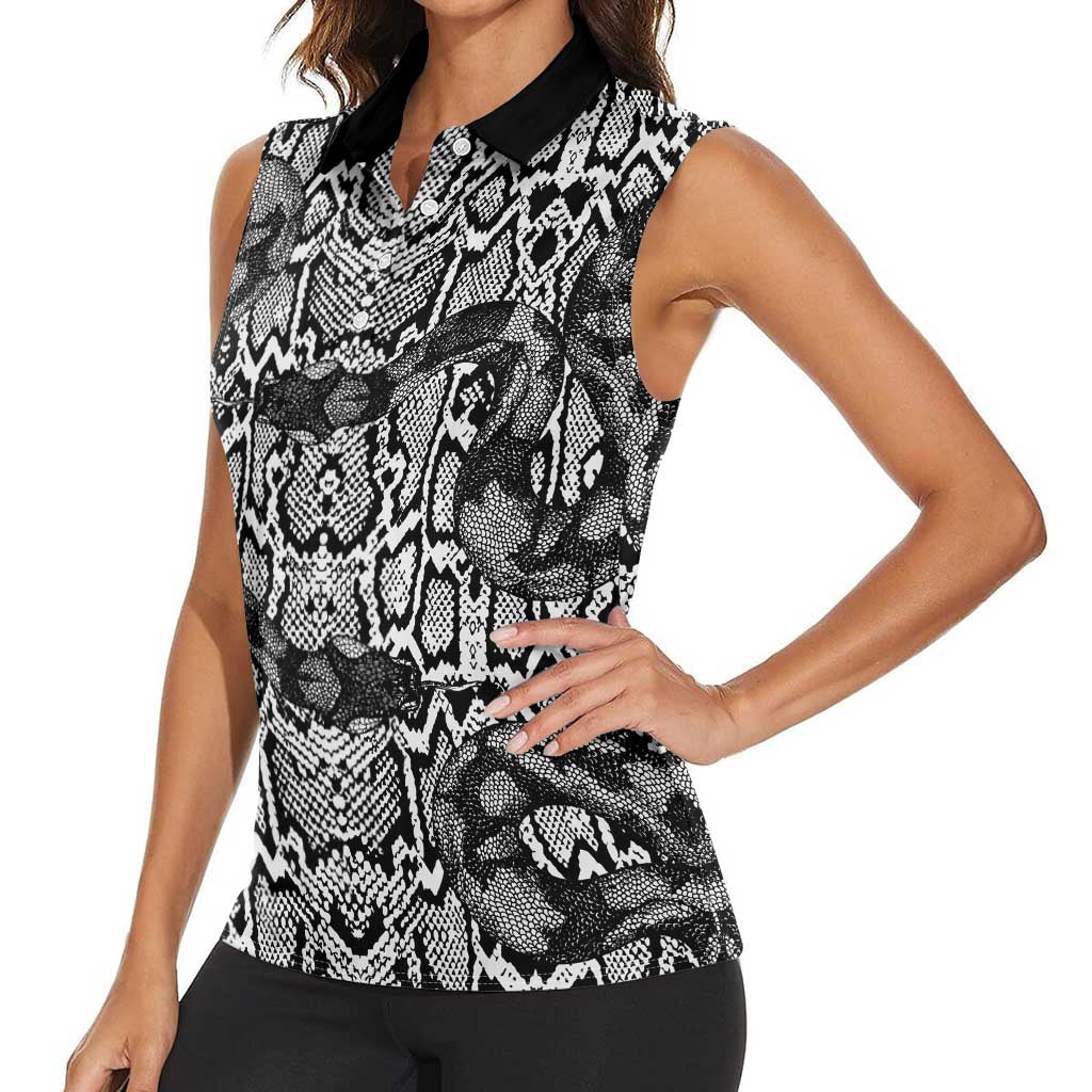 African Snake Skin Pattern Women Sleeveless Polo Shirt
