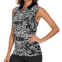 African Snake Skin Pattern Women Sleeveless Polo Shirt