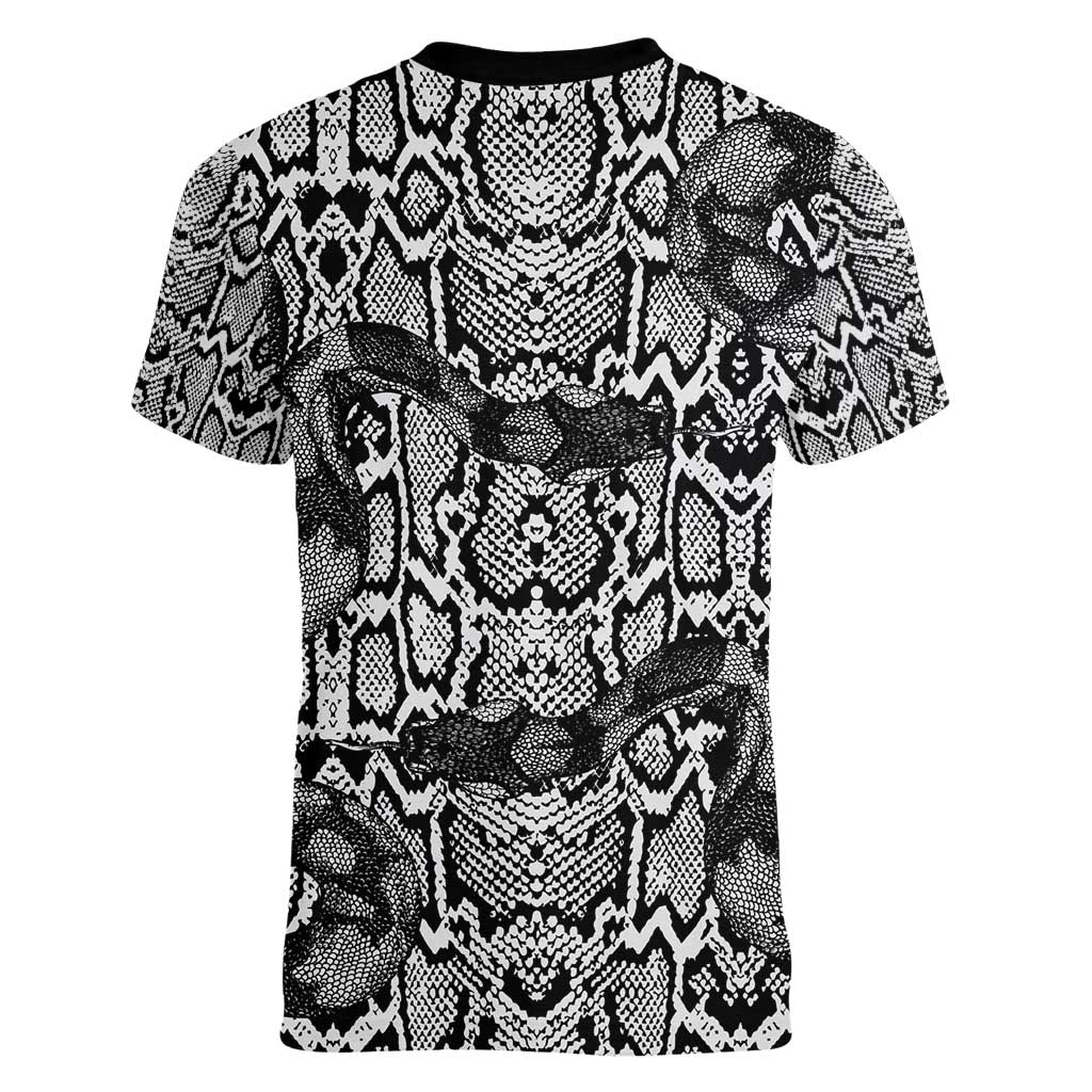 African Snake Skin Pattern Women V-Neck T-Shirt