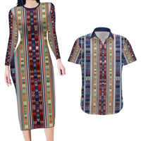 Lamba Mpanjaka Madagascar Couples Matching Long Sleeve Bodycon Dress and Hawaiian Shirt Traditional Pattern