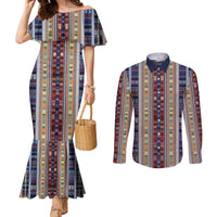 Lamba Mpanjaka Madagascar Couples Matching Mermaid Dress and Long Sleeve Button Shirt Traditional Pattern