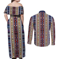 Lamba Mpanjaka Madagascar Couples Matching Off Shoulder Maxi Dress and Long Sleeve Button Shirt Traditional Pattern