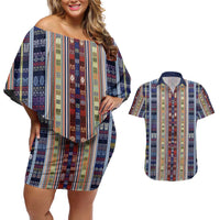 Lamba Mpanjaka Madagascar Couples Matching Off Shoulder Short Dress and Hawaiian Shirt Traditional Pattern