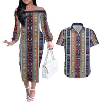 Lamba Mpanjaka Madagascar Couples Matching Off The Shoulder Long Sleeve Dress and Hawaiian Shirt Traditional Pattern