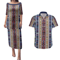 Lamba Mpanjaka Madagascar Couples Matching Puletasi and Hawaiian Shirt Traditional Pattern