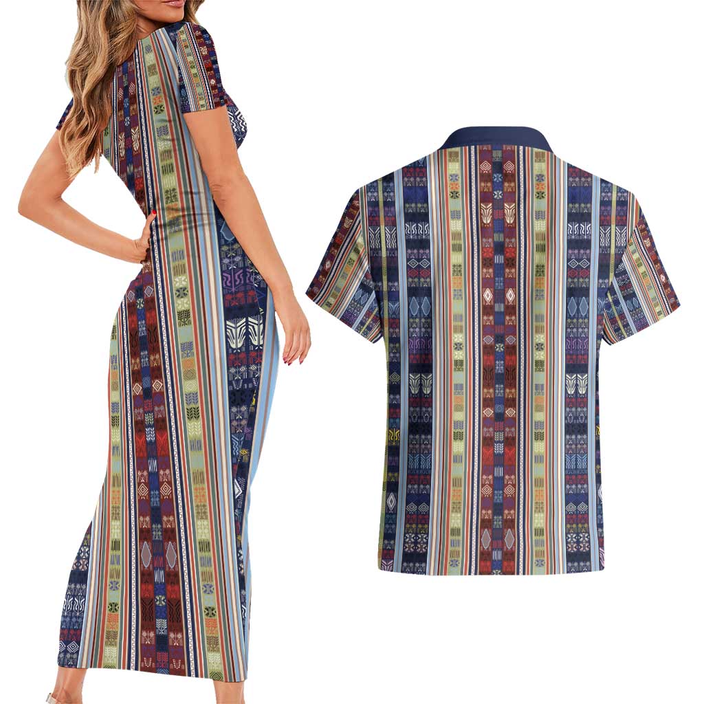 Lamba Mpanjaka Madagascar Couples Matching Short Sleeve Bodycon Dress and Hawaiian Shirt Traditional Pattern