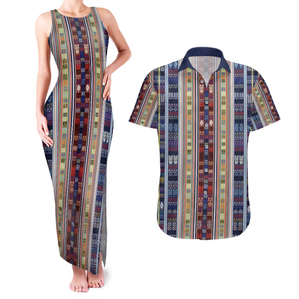 Lamba Mpanjaka Madagascar Couples Matching Tank Maxi Dress and Hawaiian Shirt Traditional Pattern