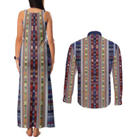Lamba Mpanjaka Madagascar Couples Matching Tank Maxi Dress and Long Sleeve Button Shirt Traditional Pattern