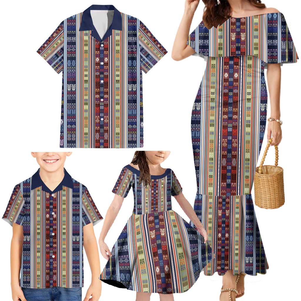 Lamba Mpanjaka Madagascar Family Matching Mermaid Dress and Hawaiian Shirt Traditional Pattern