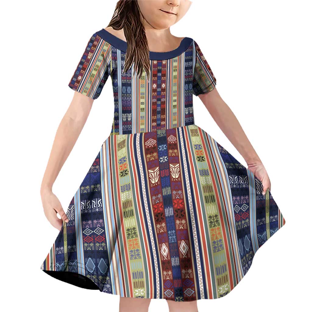 Lamba Mpanjaka Madagascar Family Matching Off Shoulder Short Dress and Hawaiian Shirt Traditional Pattern