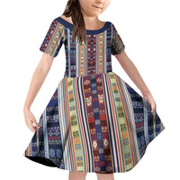 Lamba Mpanjaka Madagascar Family Matching Off Shoulder Short Dress and Hawaiian Shirt Traditional Pattern