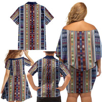 Lamba Mpanjaka Madagascar Family Matching Off Shoulder Short Dress and Hawaiian Shirt Traditional Pattern